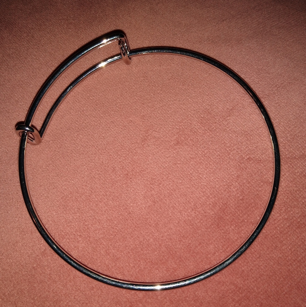 Silver Round Wire Bangle DIY Charm Bracelet add Charms